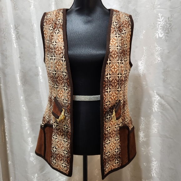 Welsh Sweater Vest GWYDIR GARMENTS Trefriw Woolen Mills Woven Wool VTG (sz16) - Picture 3 of 15